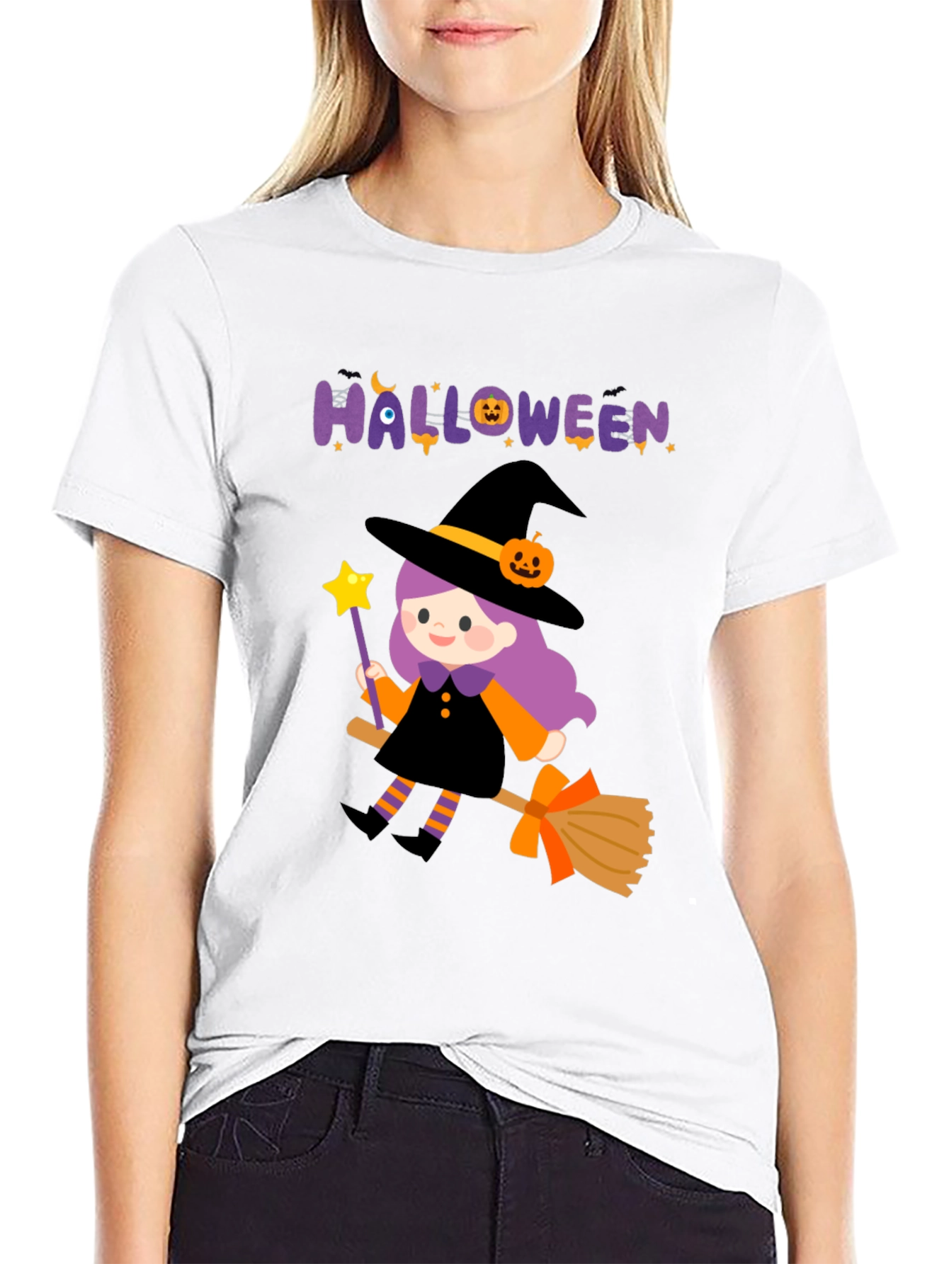 Black Halloween Witch T-Shirt - Spooky Season Apparel view 9