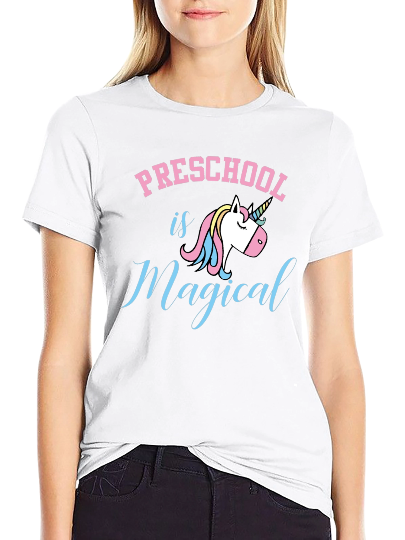 Black Preschool is Magical Unicorn Graphic Tee - Black view 9