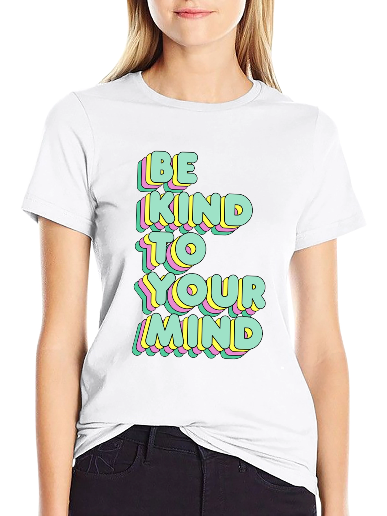 Black Be Kind To Your Mind Graphic Tee view 9