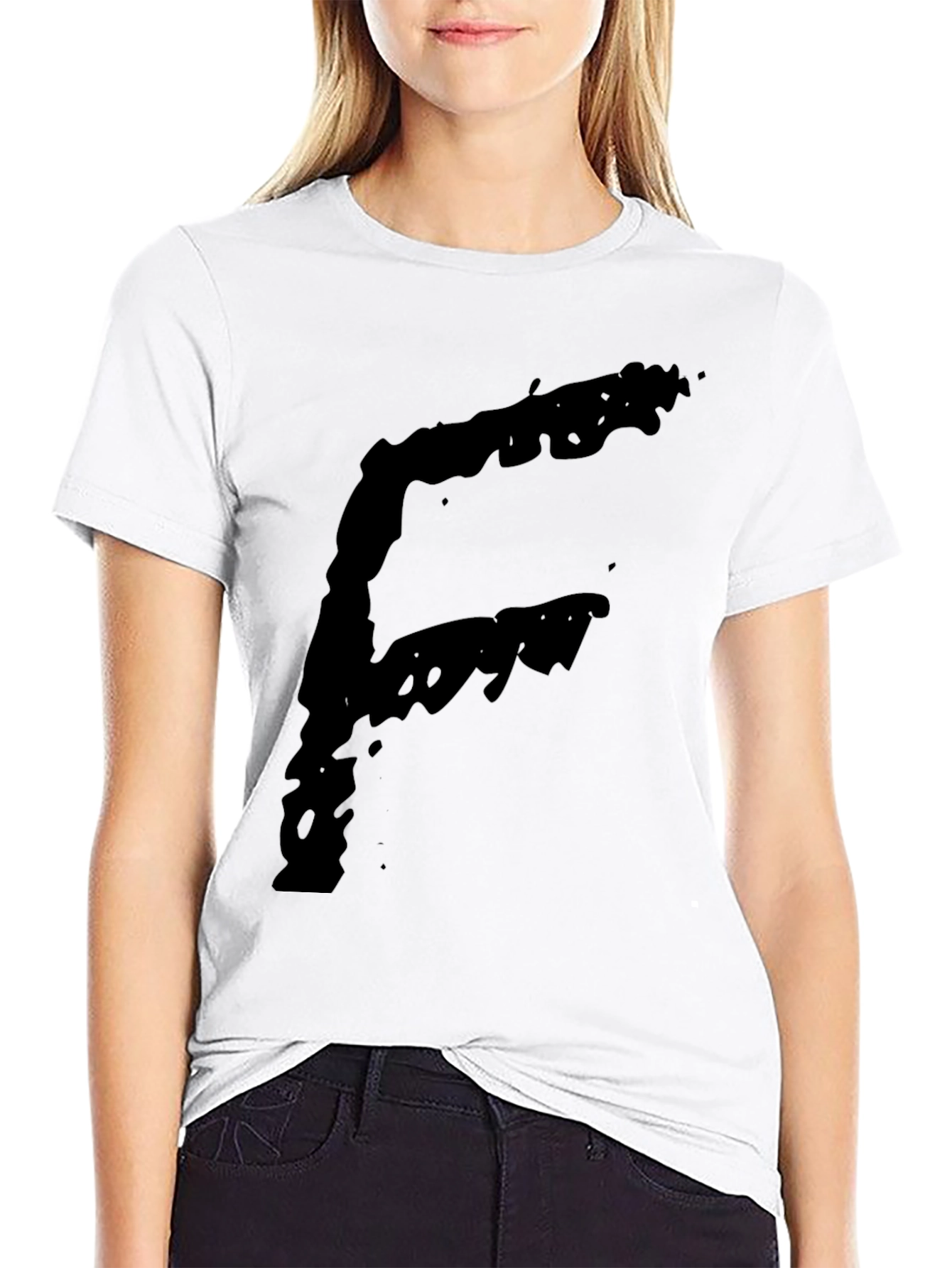 Black Bold Letter 'F' Graphic T-Shirt - Black view 9