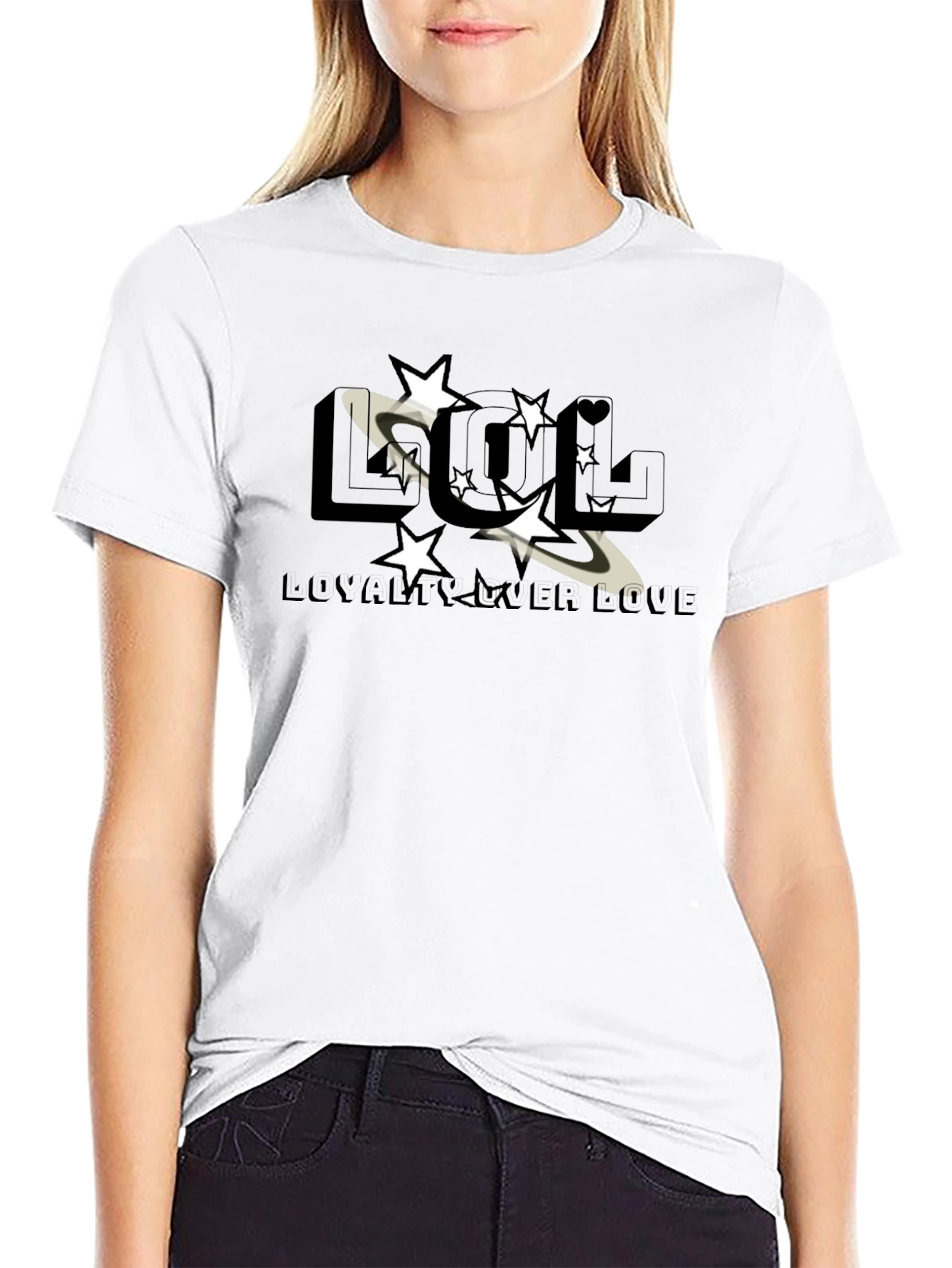 Black LOL Loyalty Over Love Graphic T-Shirt view 9