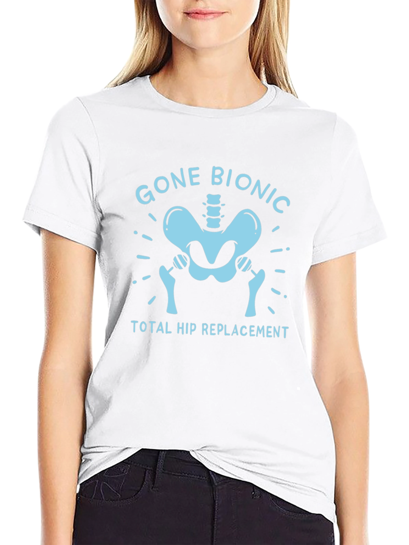 Black Gone Bionic Hip Replacement T-Shirt view 9