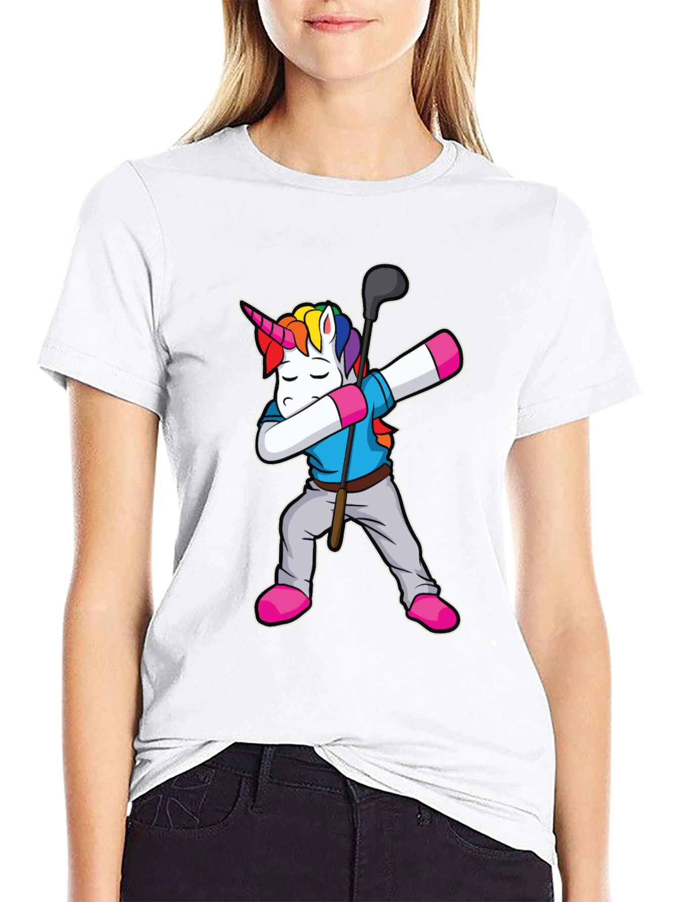 Black Unicorn Golf Dab T-Shirt view 9