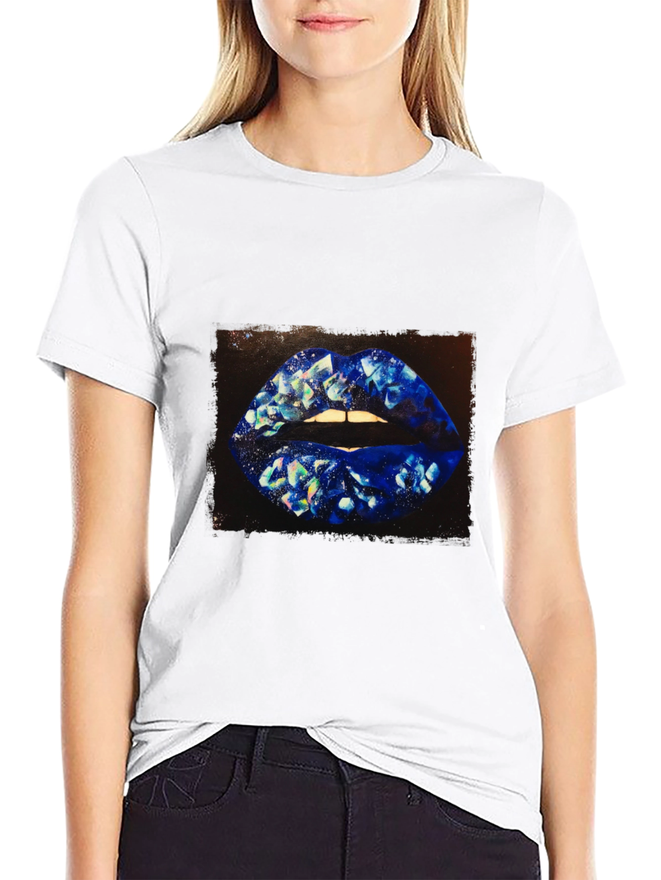 Black Diamond Lips Graphic T-Shirt - Stylish Unisex Tee view 9