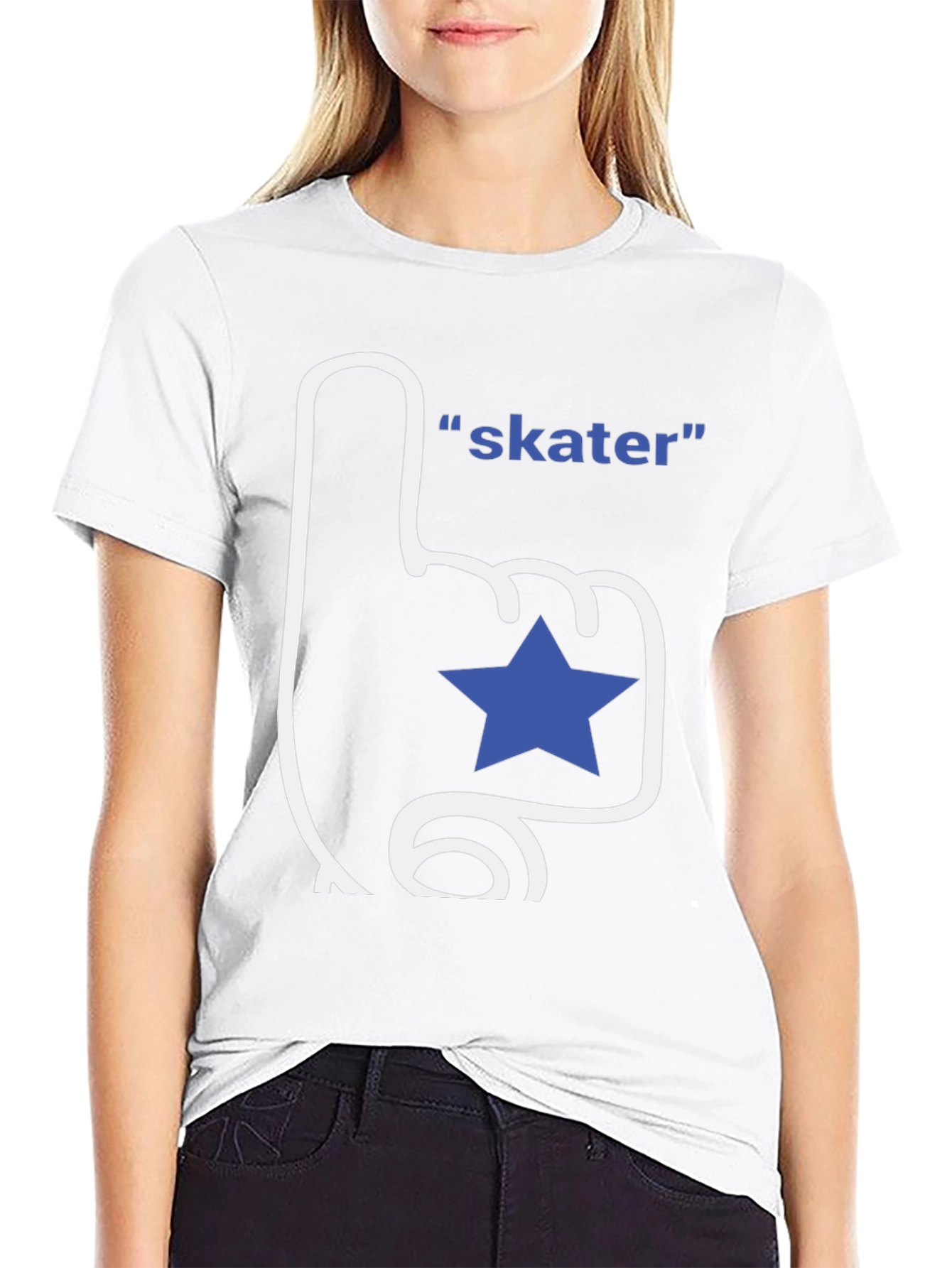 Black Skater T-Shirt - Fan Finger with Star view 9
