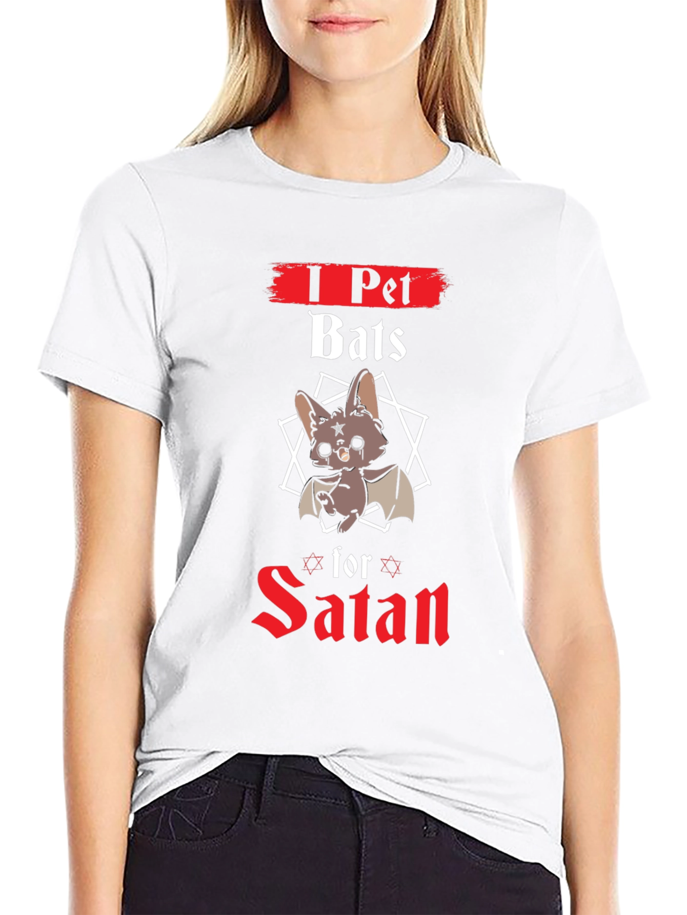 Black I Pet Bats for Satan Graphic Tee view 9