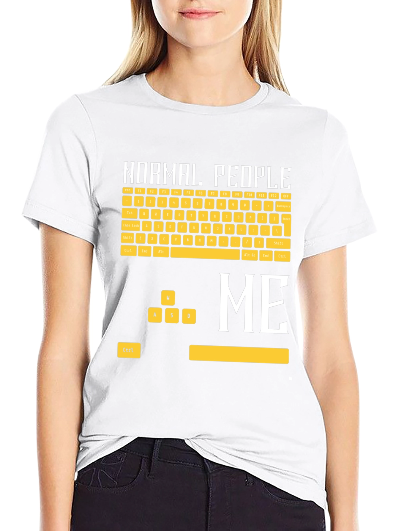 Black Gamer T-Shirt: Normal People vs. Me Keyboard view 9