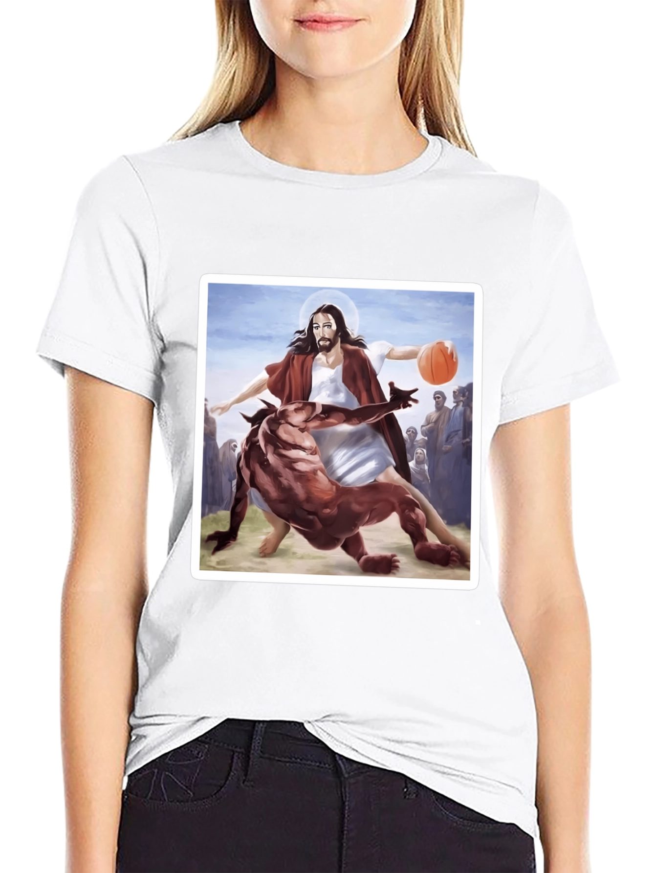 Black Jesus Basketball Graphic Tee - Black Cotton Blend view 9