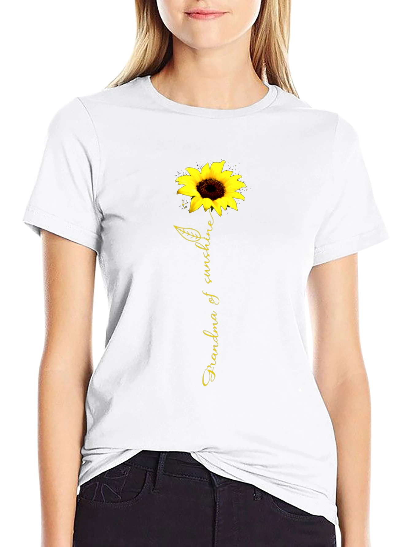 Black Grandma of Sunshine Sunflower Graphic Tee view 9