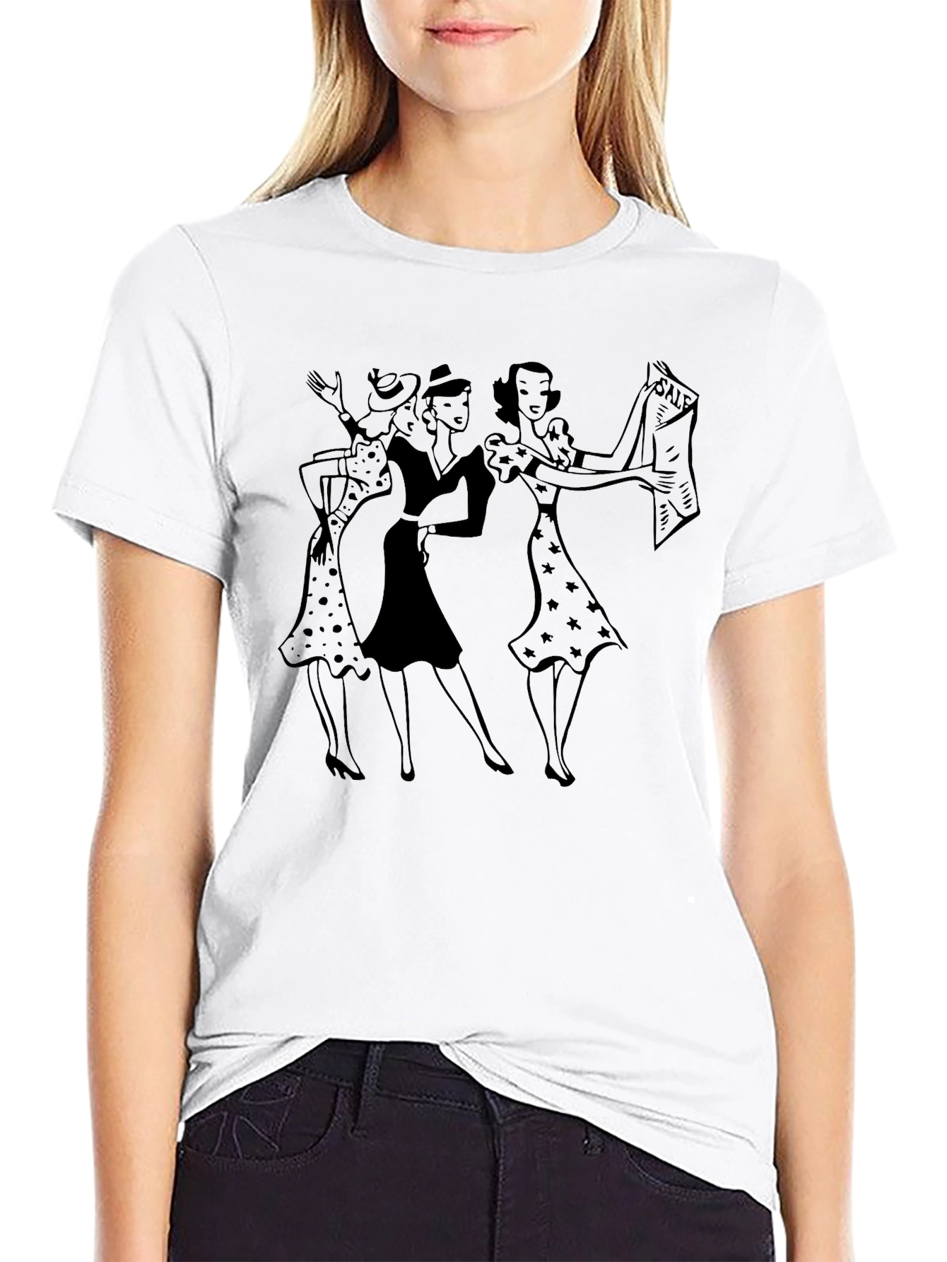Black Vintage Ladies Sale T-Shirt - Classic Style view 9