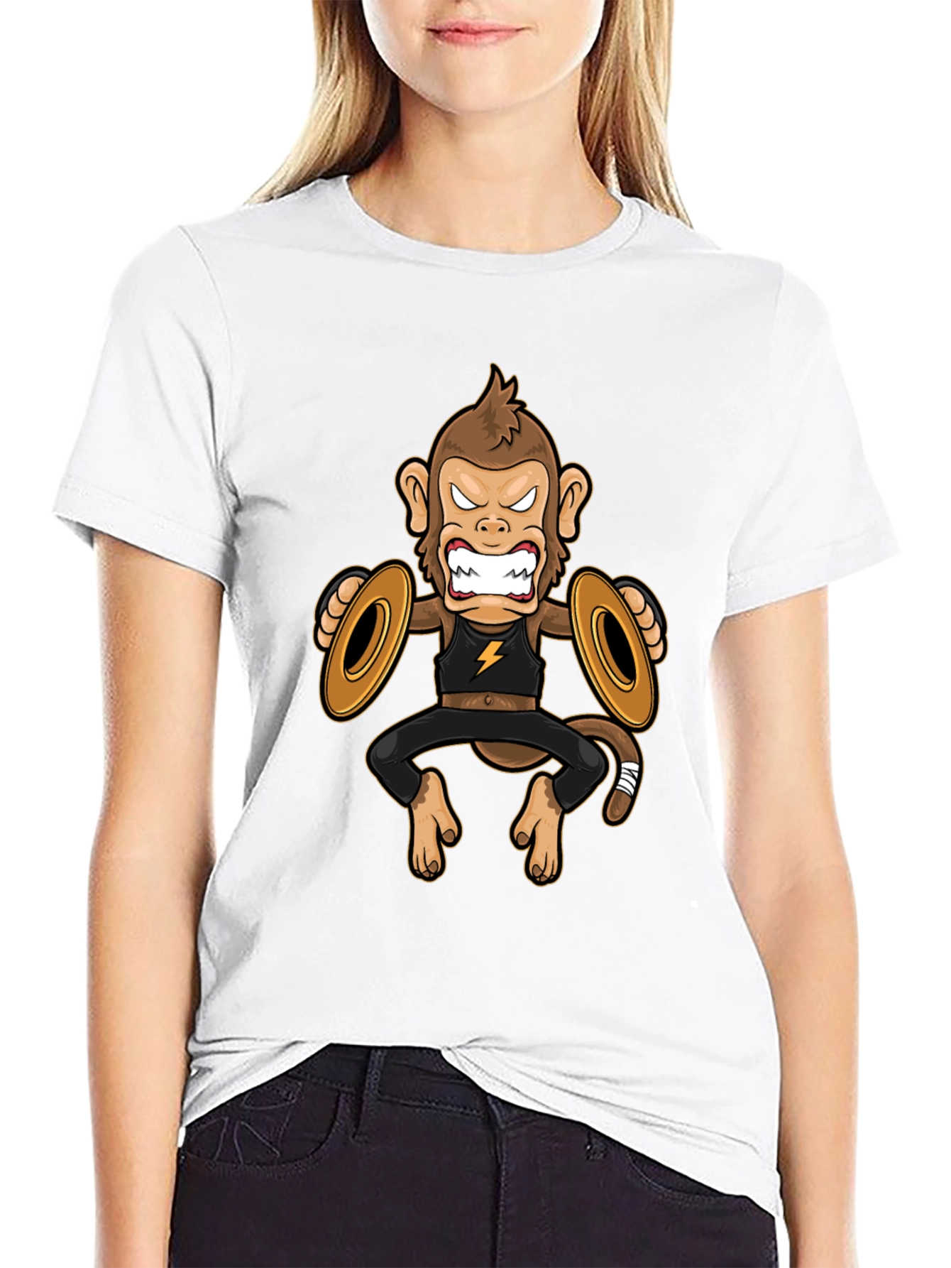 Black Monkey Cymbals Black T-Shirt Funny Graphic Tee view 9