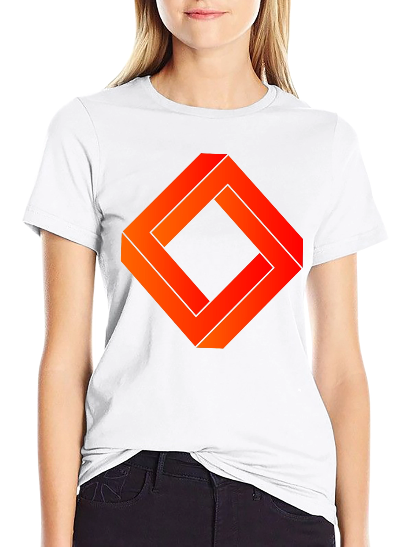 Black Geometric Illusion Graphic Tee - Abstract Design Shirt view 9