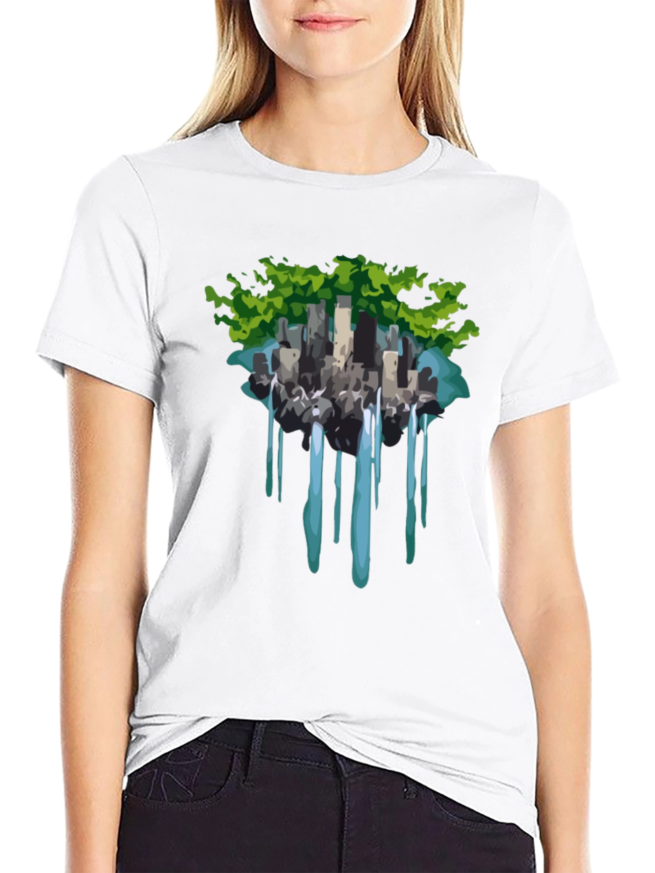 Black Urban Oasis T-Shirt - Nature Meets City view 9