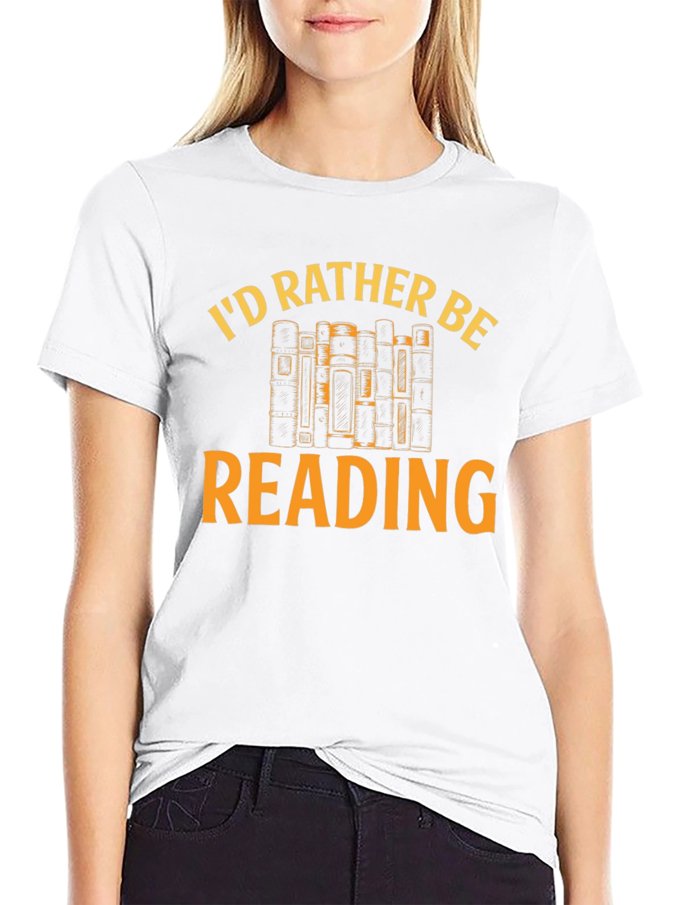 Black I'd Rather Be Reading T-Shirt - Book Lover Tee view 9