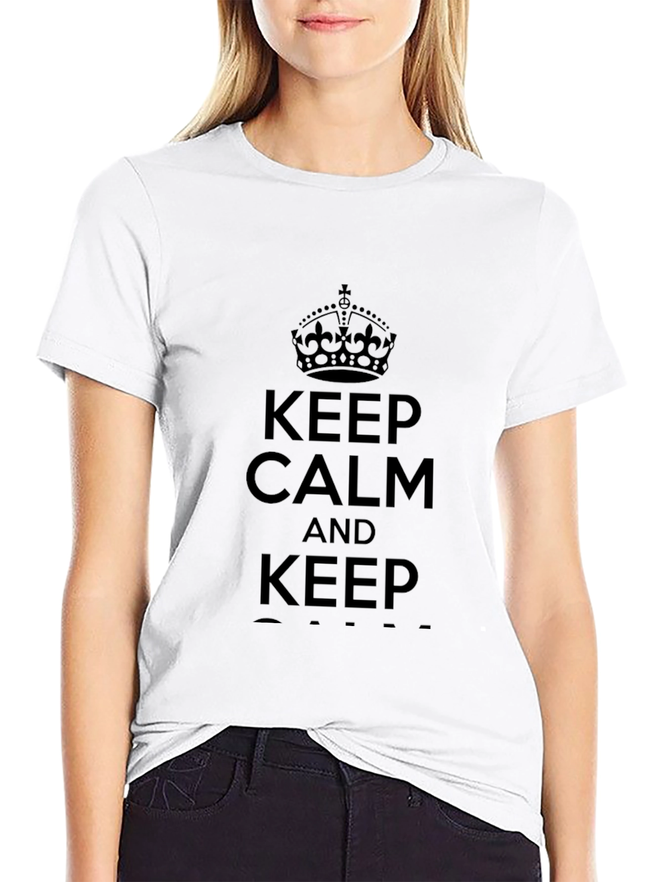Black Keep Calm Graphic Black Tee view 9