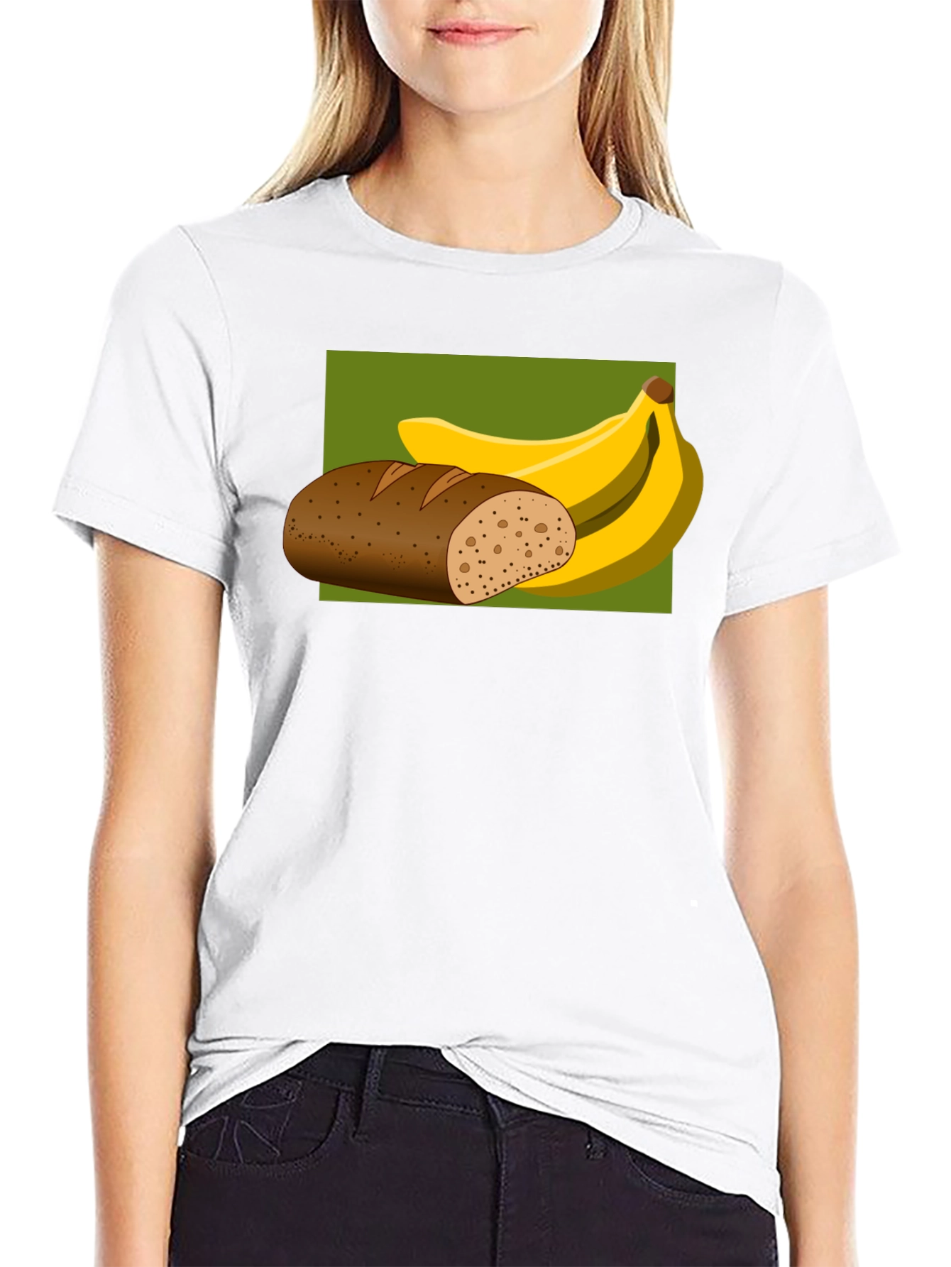 Black Bread & Bananas Graphic Tee - Novelty Food Shirt view 9