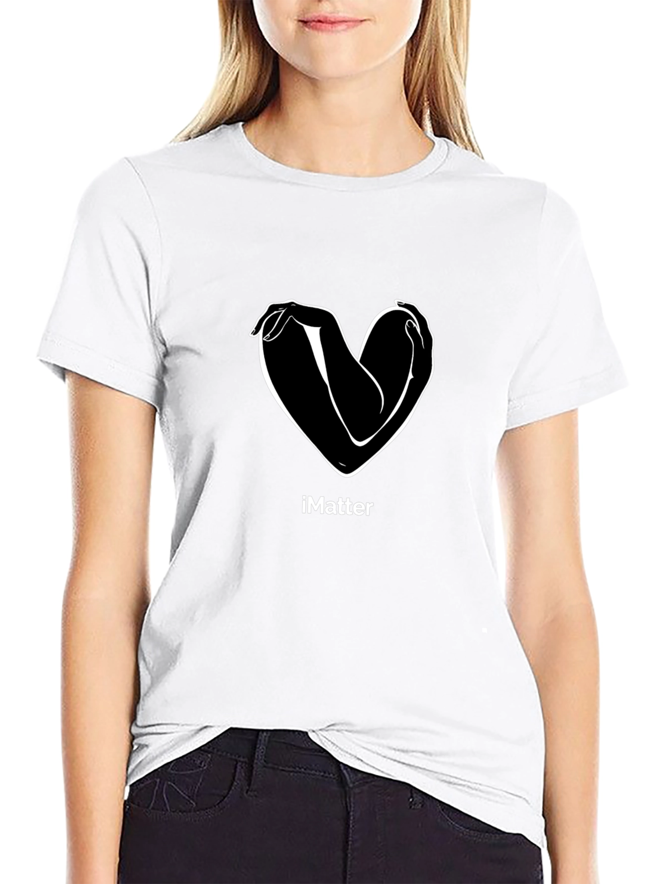 Black I Matter Heart Hands Graphic Tee - Black Unisex T-Shirt view 9