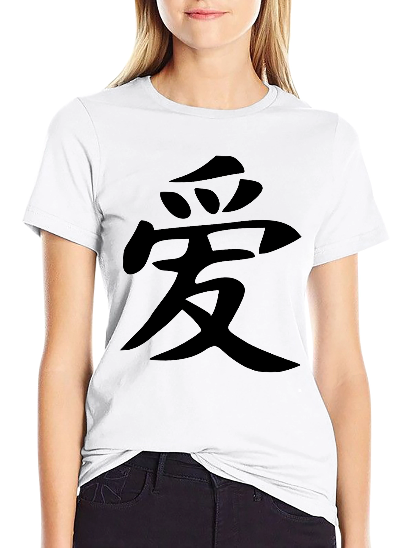 Black Men's Black T-Shirt with Chinese Symbol view 9