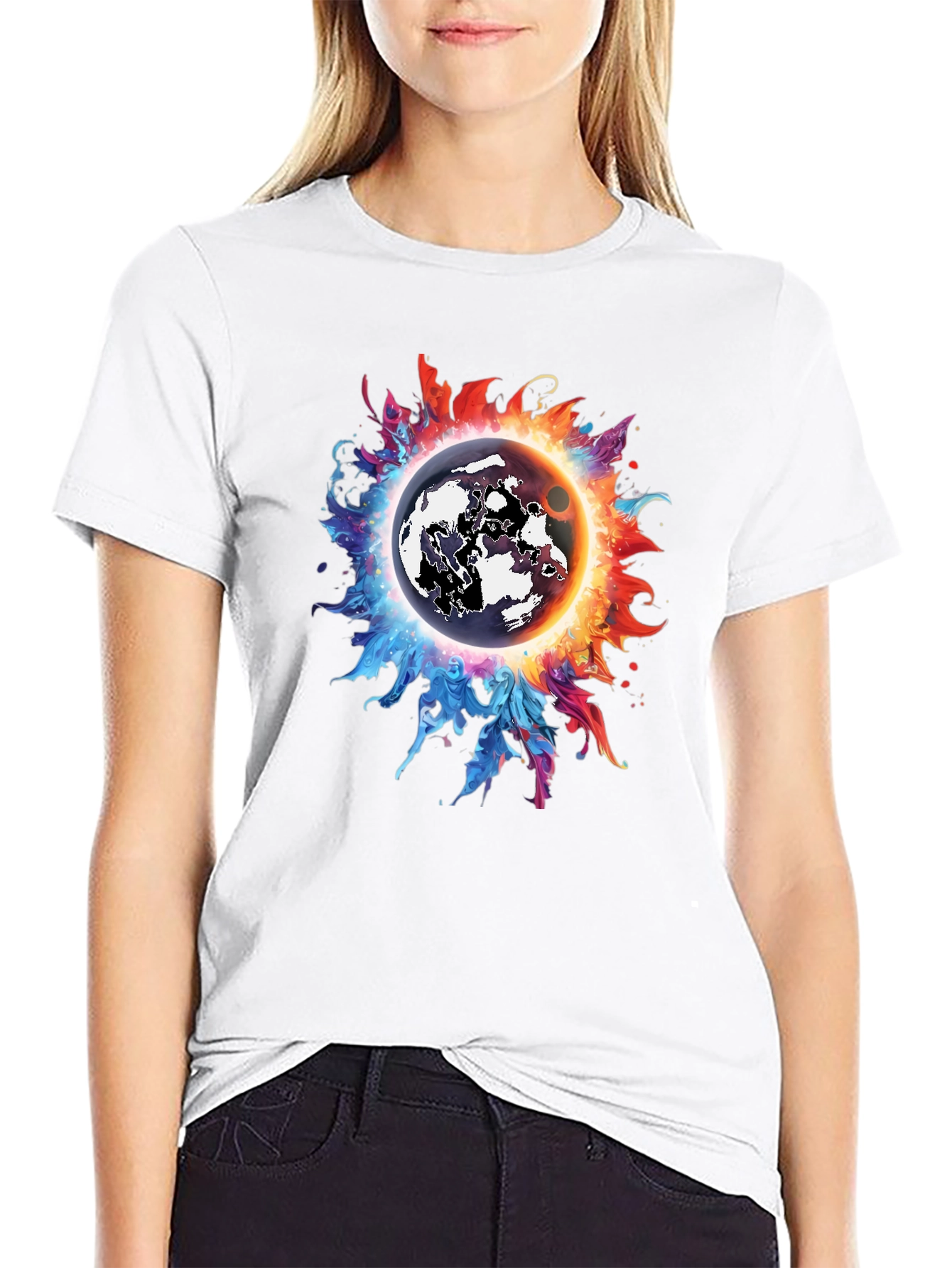 Black Cosmic Eclipse Graphic Tee - Black T-Shirt view 9