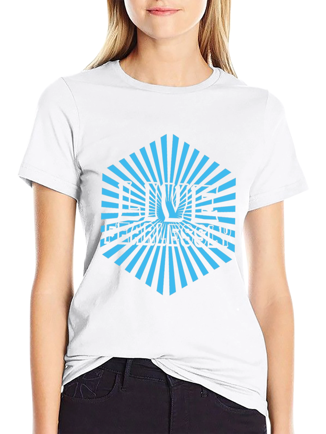 Black Geometric Sunburst T-Shirt - Cool Graphic Tee view 9