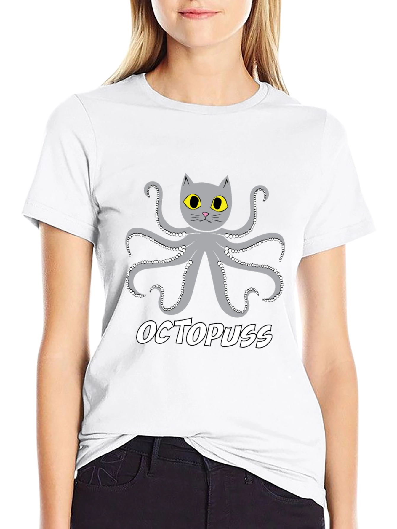 Black Octopuss Funny Graphic T-Shirt view 9