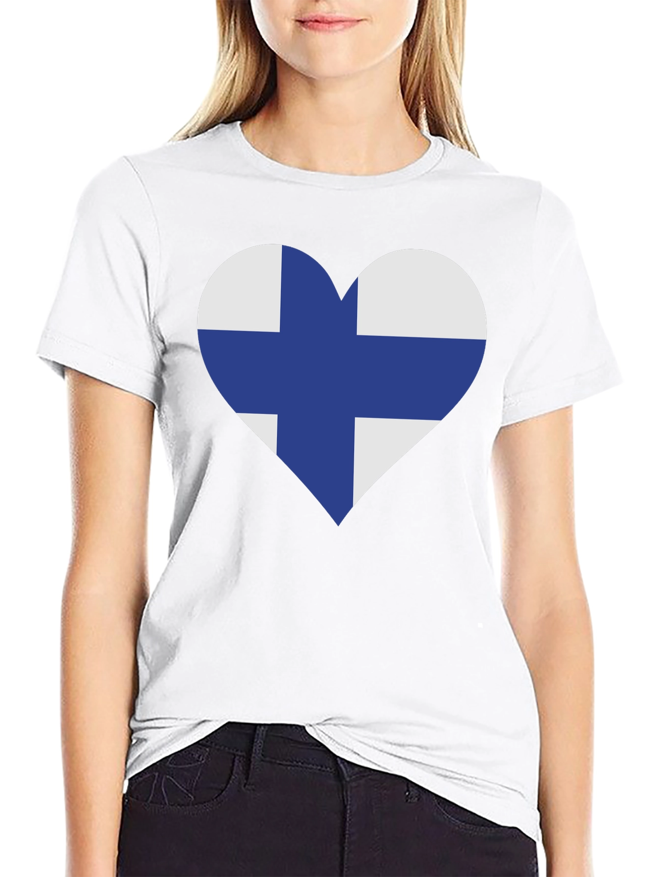 Black Finland Flag Heart T-Shirt - Finnish Pride Tee view 9