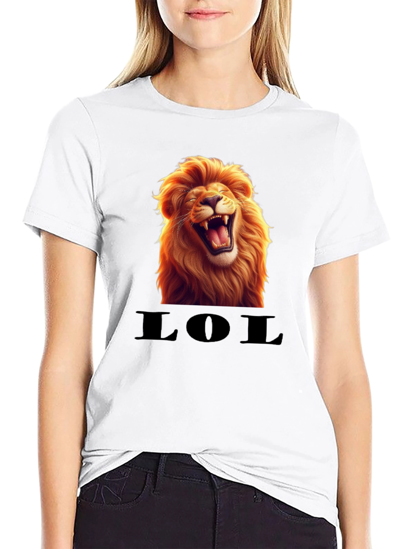 Black Laughing Lion LOL Graphic Tee - Black view 9