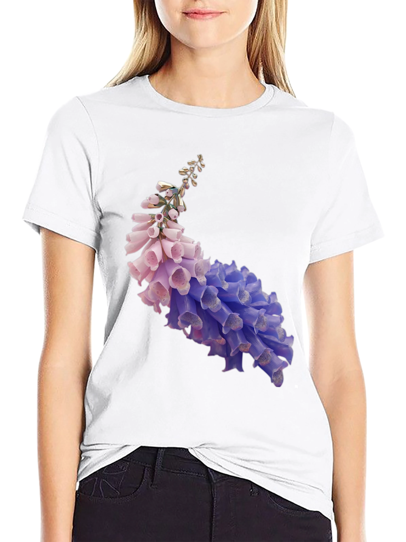 Black Floral Print T-Shirt - Stylish Black Tee view 9