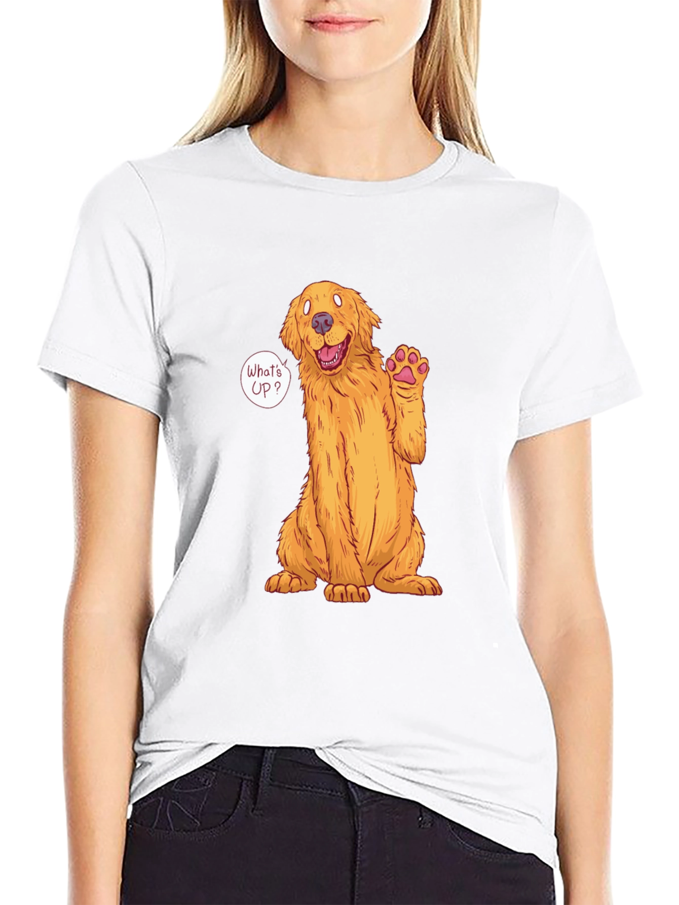 Black Golden Retriever 'What's Up?' T-Shirt view 9