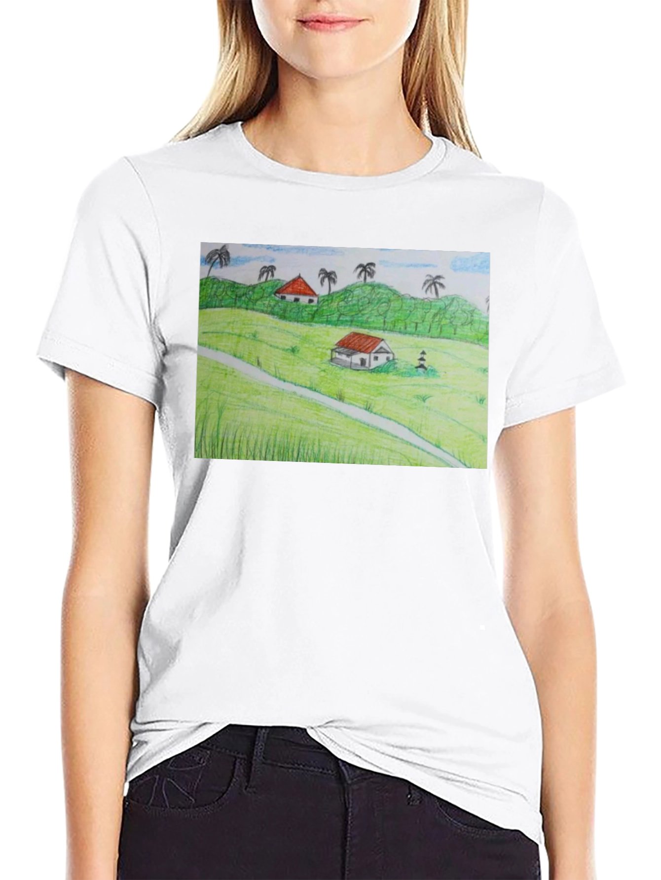 Black Nature Landscape Graphic T-Shirt view 9