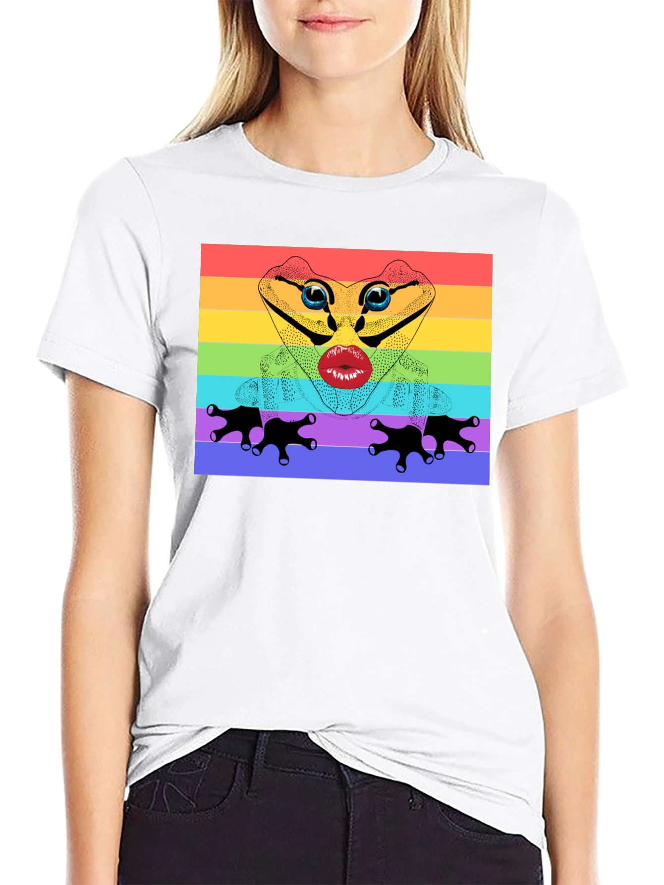 Black Rainbow Frog Lips T-Shirt - Pride Apparel view 9