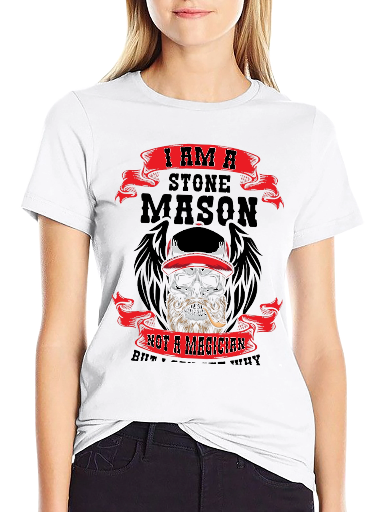 Black Stone Mason Skull Graphic T-Shirt view 9