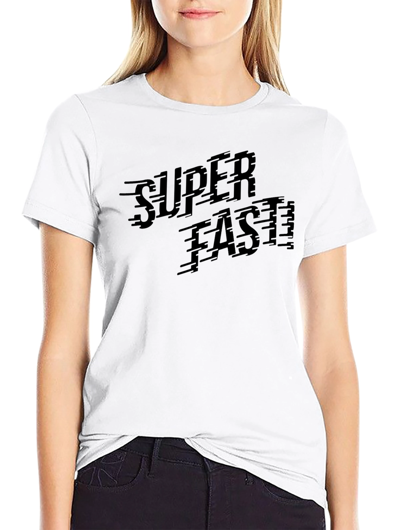 Black Super Fast Black Graphic T-Shirt view 9