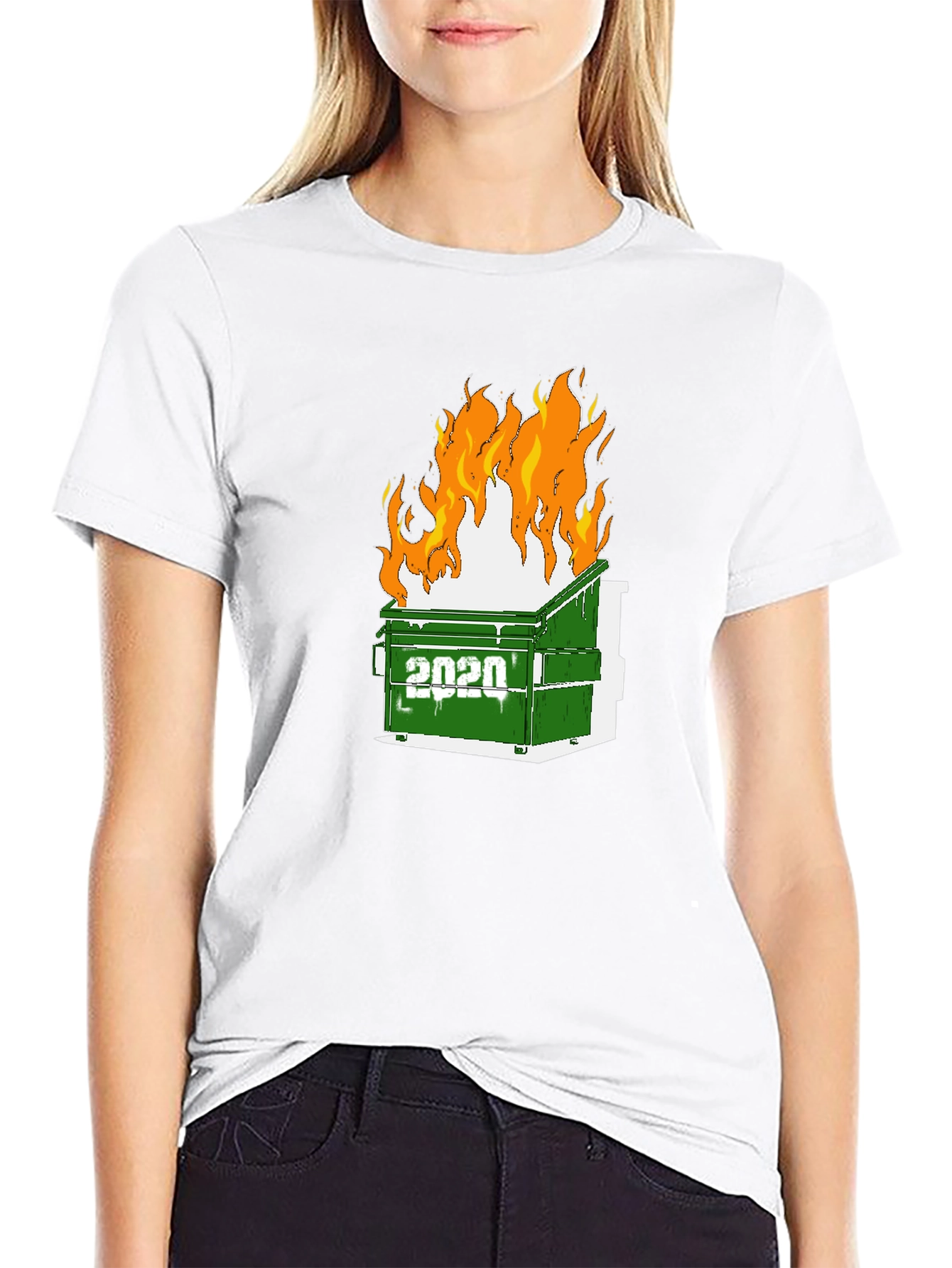 Black 2020 Dumpster Fire Graphic Tee - Unisex Black T-Shirt view 9