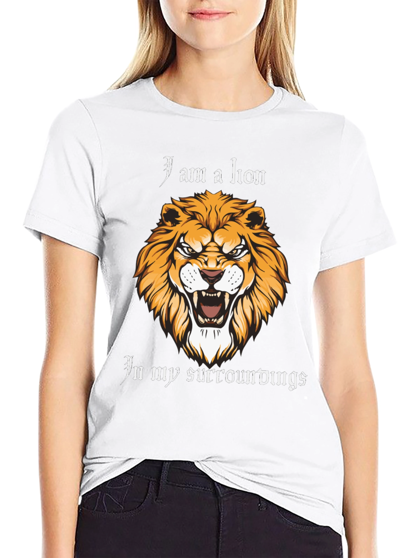 Black Lion Graphic Print Black T-Shirt view 9
