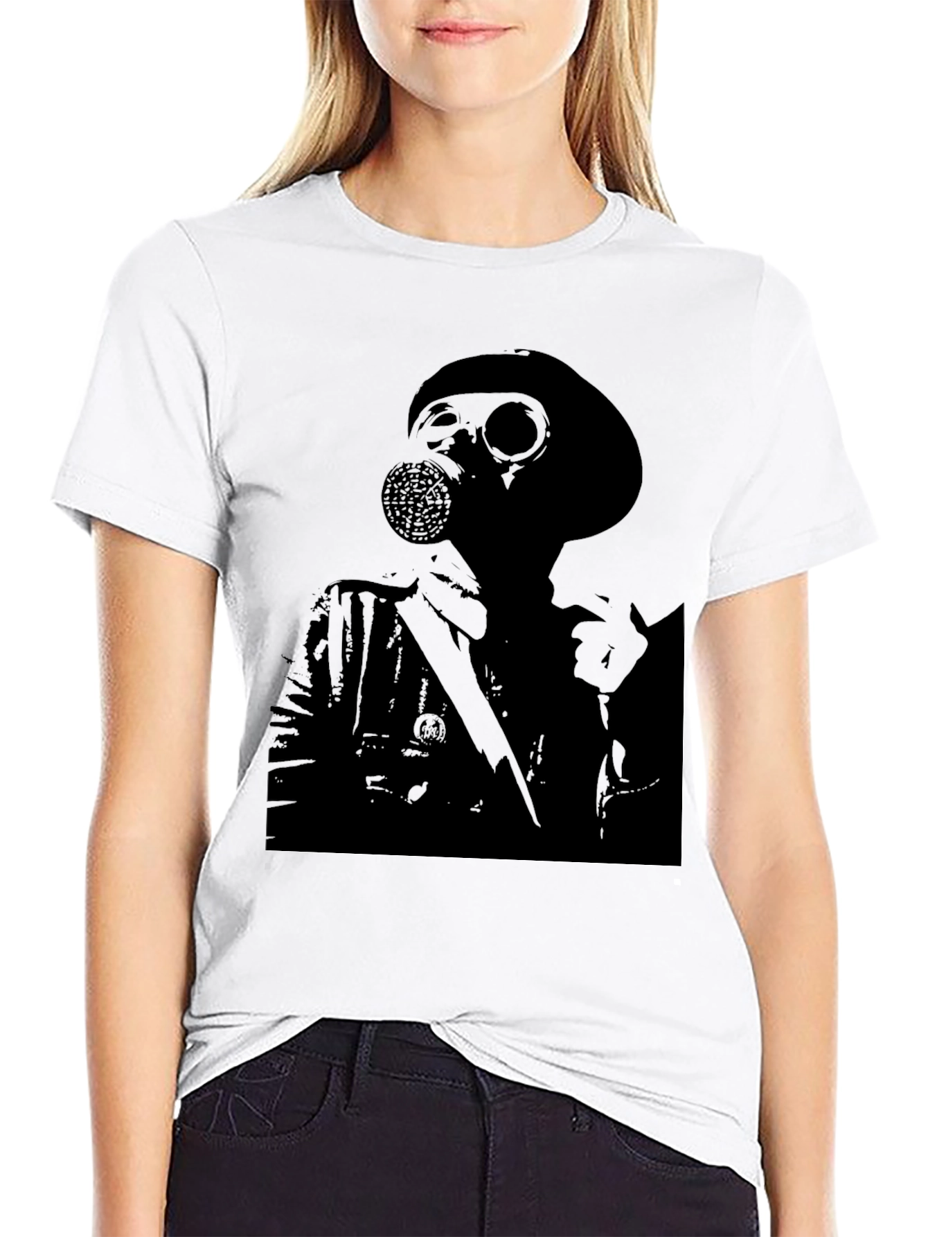 Black Dark Gas Mask Graphic Tee - Men's Black T-Shirt view 9