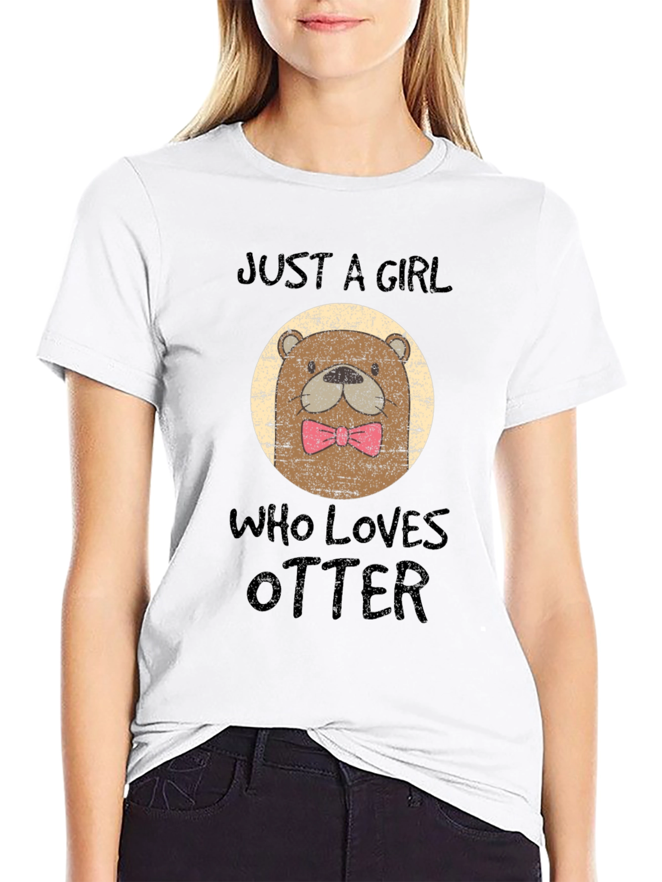 Black Otter Lover T-Shirt - Just a Girl Who Loves Otters! view 9