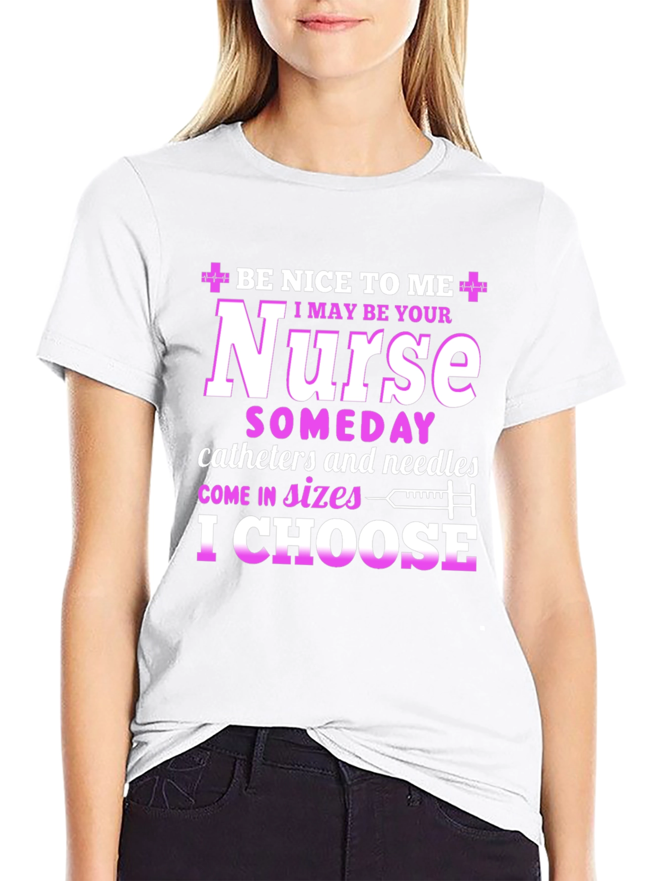 Black Funny Nurse T-Shirt - Be Nice to Me view 9