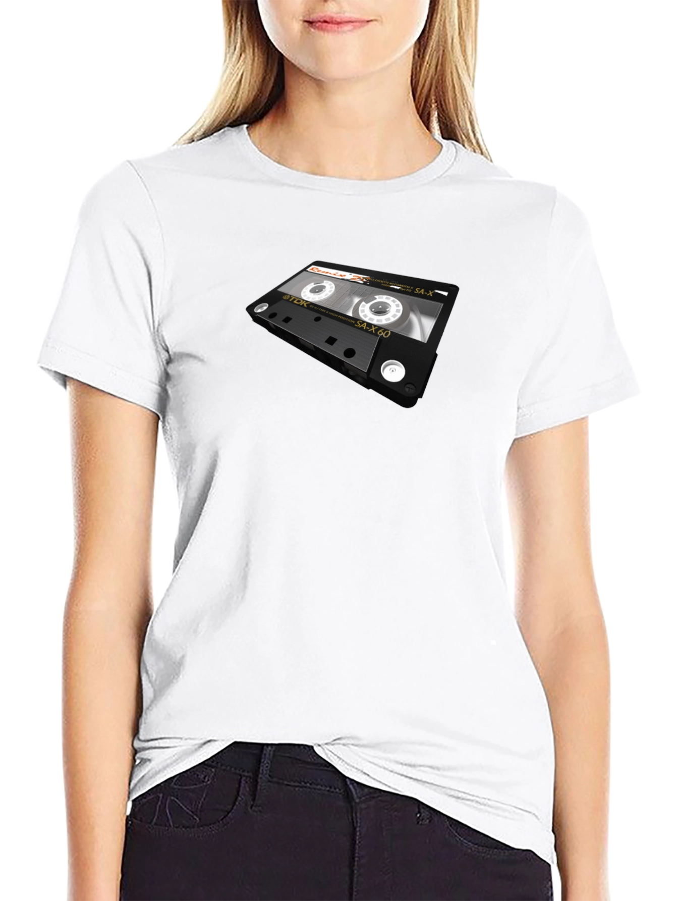 Black Retro Cassette Tape Graphic T-Shirt view 9