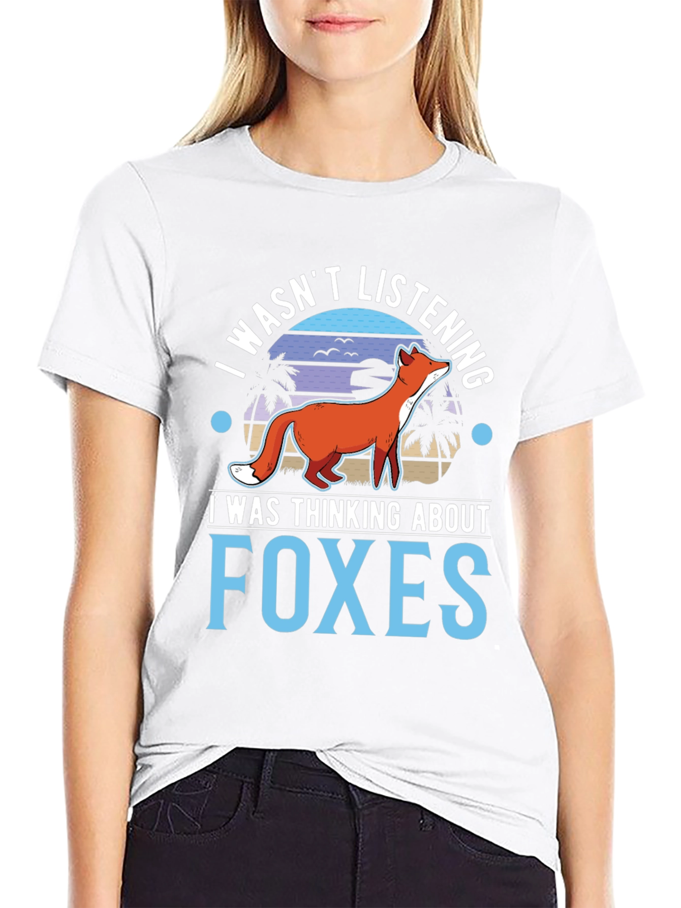 Black I Wasn't Listening Foxes Graphic T-Shirt view 9