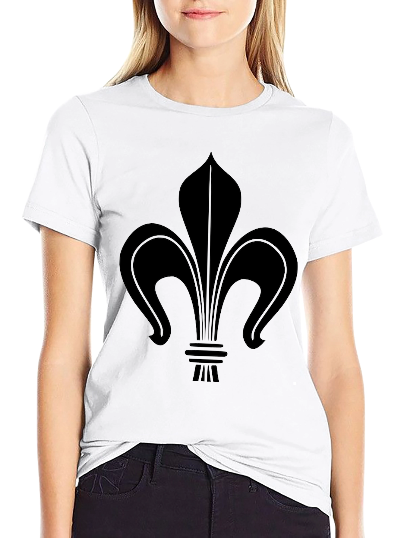 Black Fleur-de-lis Graphic Black T-Shirt view 9