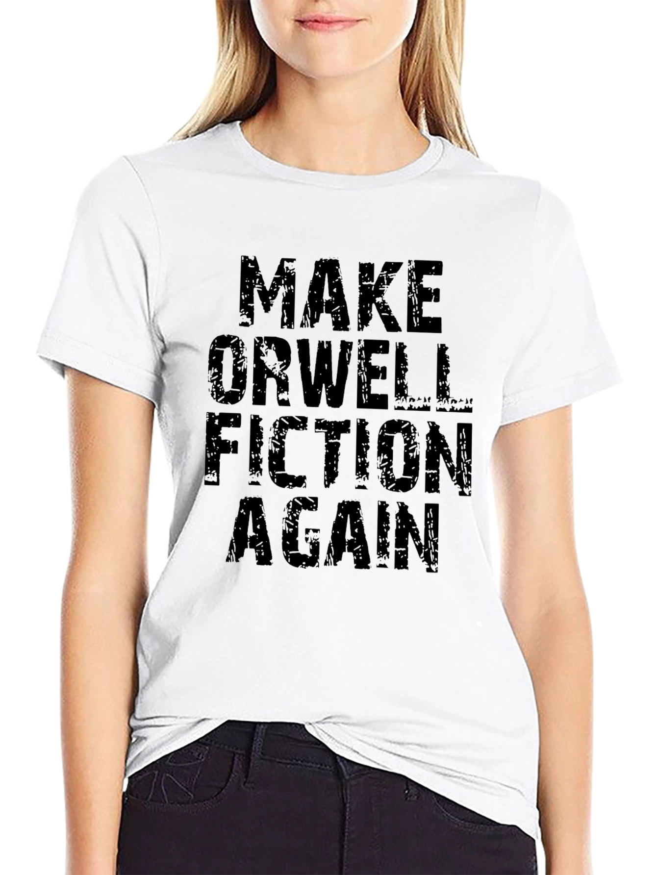 Black Make Orwell Fiction Again - Graphic Tee view 9