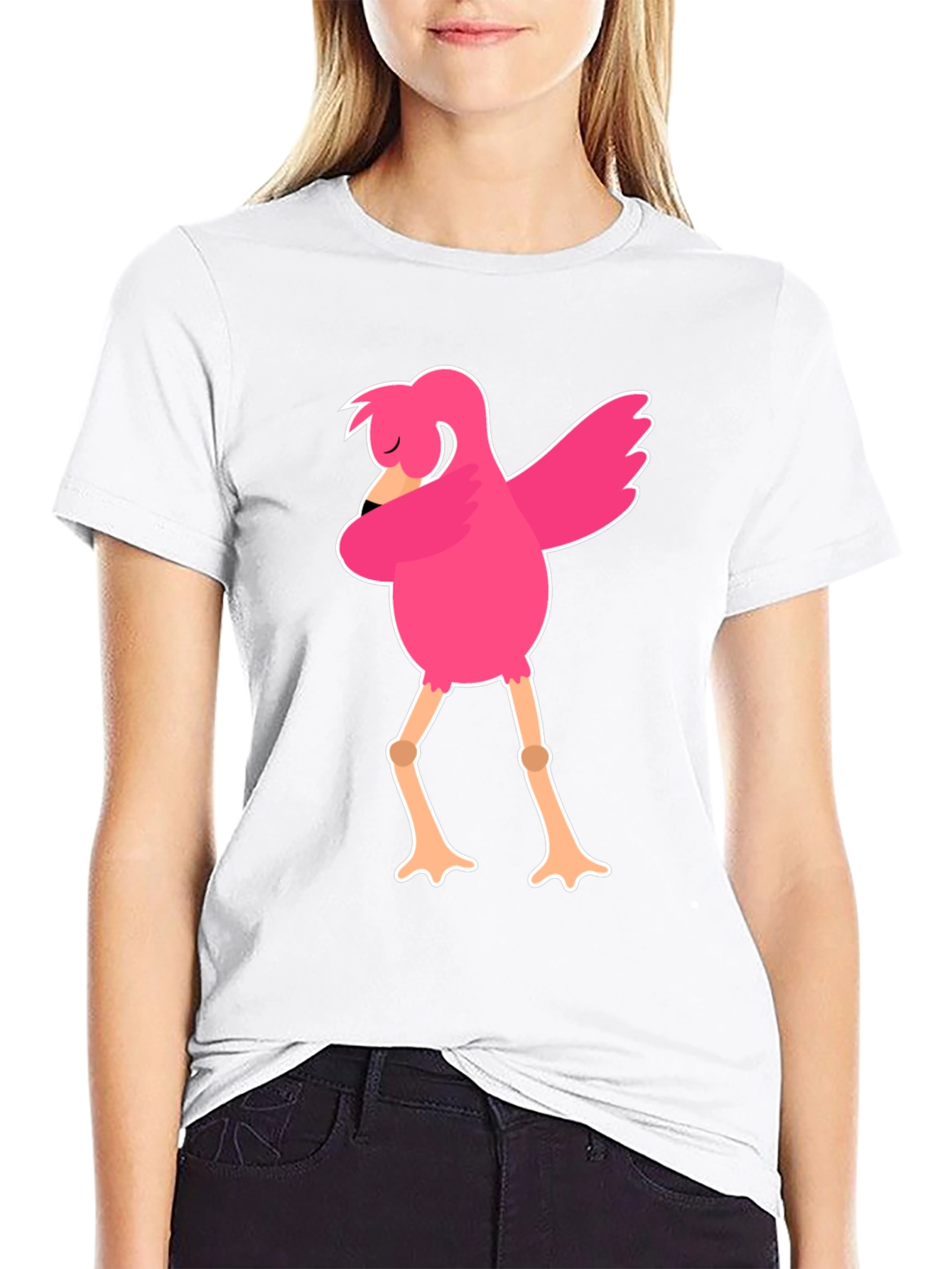 Black Funny Flamingo Dab Dance Black T-Shirt view 9