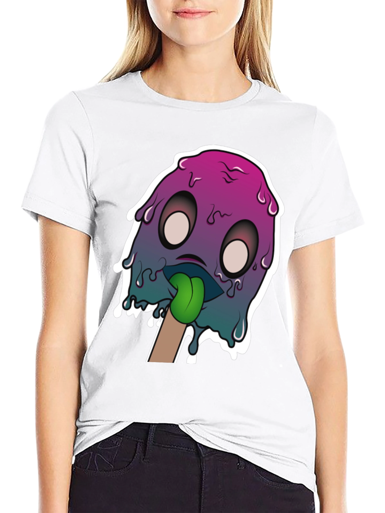 Black Melting Monster Graphic Tee - Unique Design view 9