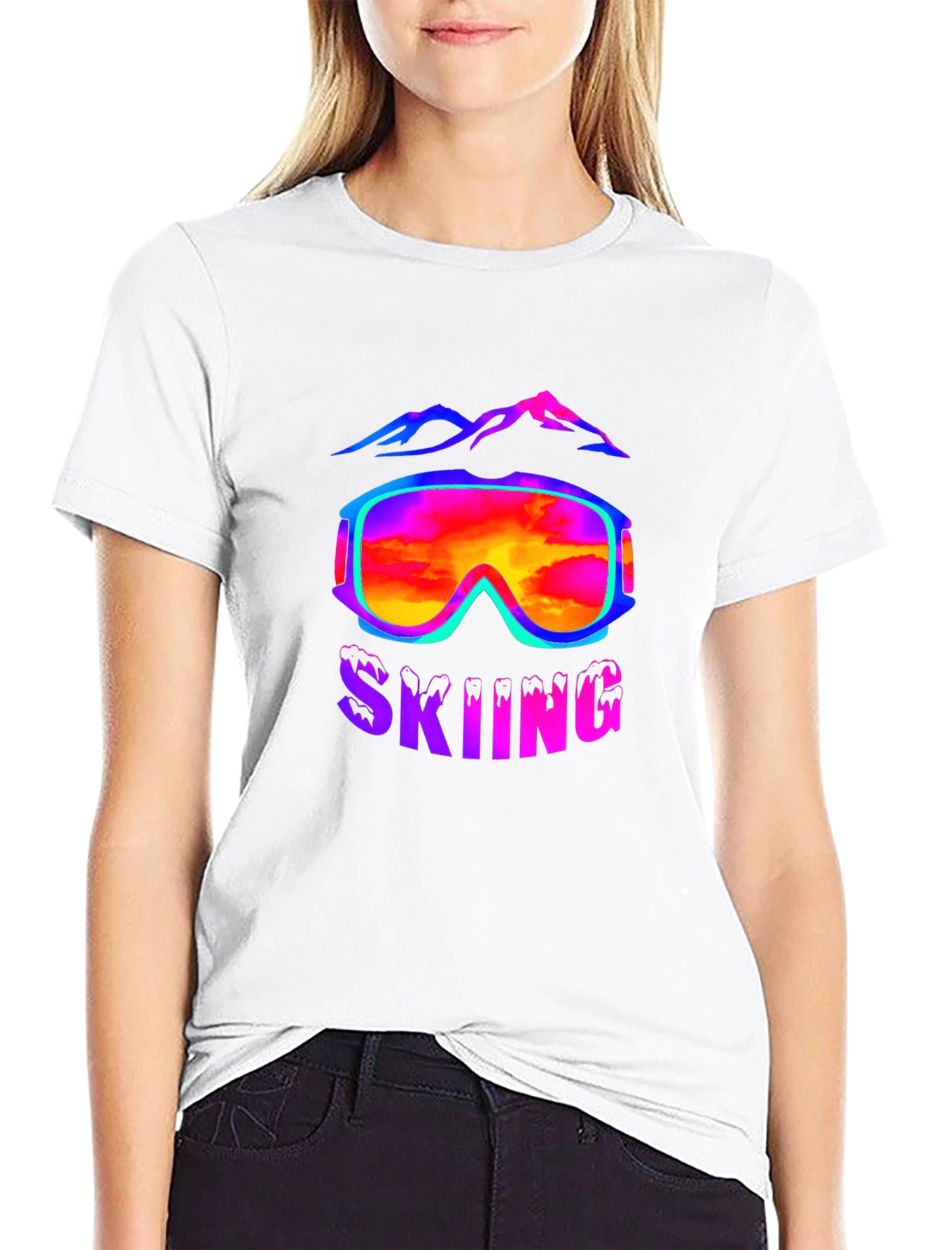 Black Skiing Goggles T-Shirt - Mountain Adventure Tee view 9