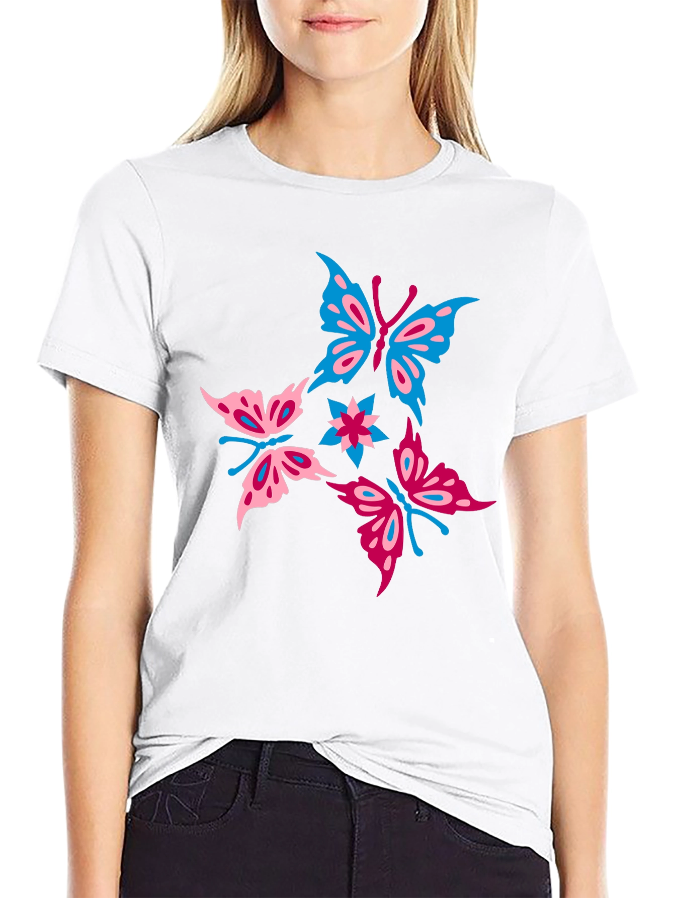 Black Butterfly Graphic Print Black T-Shirt view 9