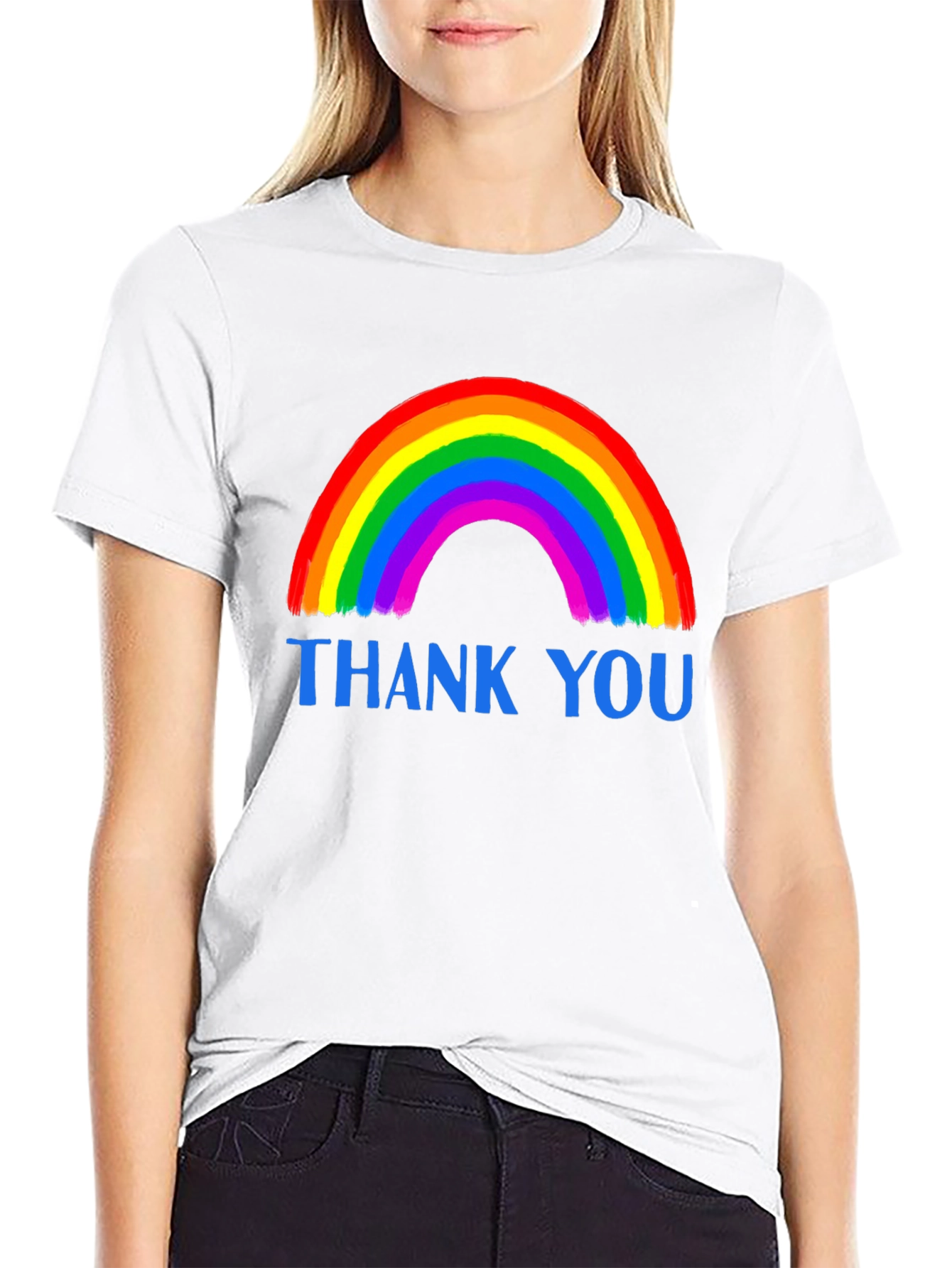 Black Rainbow 'Thank You' Graphic Tee view 9