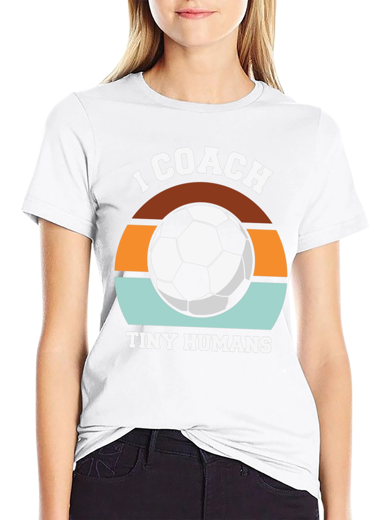 Black I Coach Tiny Humans Soccer T-Shirt - Great Gift view 9