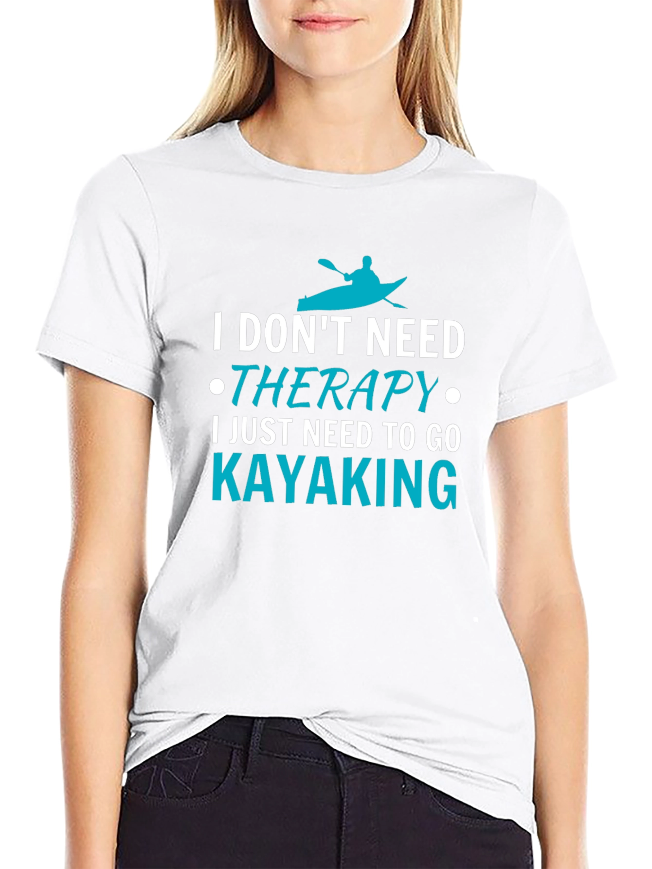 Black Kayaking Therapy T-Shirt - Paddling Adventure Tee view 9