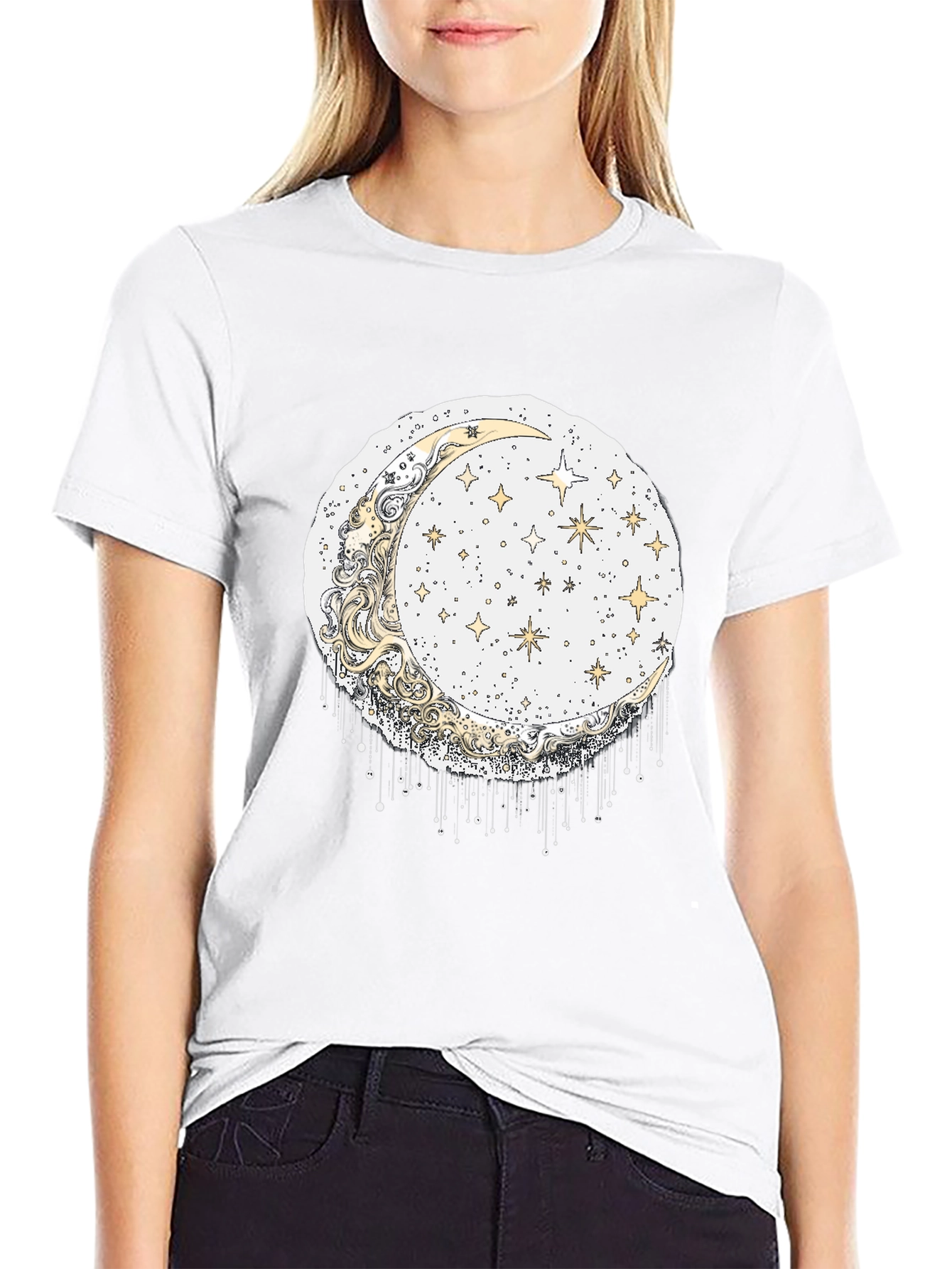 Black Celestial Moon & Stars Graphic Tee view 9